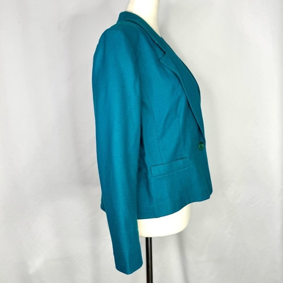 Vintage Pendleton blazer teal wool made in USA cropped 12 petite - Picture 2 of 7